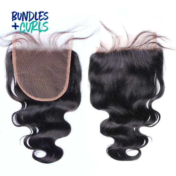 Bundles & Curls Human Hair Extensions Brazilian 5x5 Body Wave Lace Frontal Closure