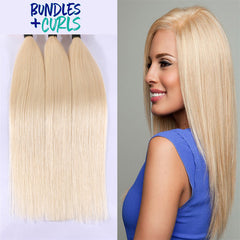 Bundles & Curls - Human Hair Extensions Brazilian 613 (Blonde) Straight Hair