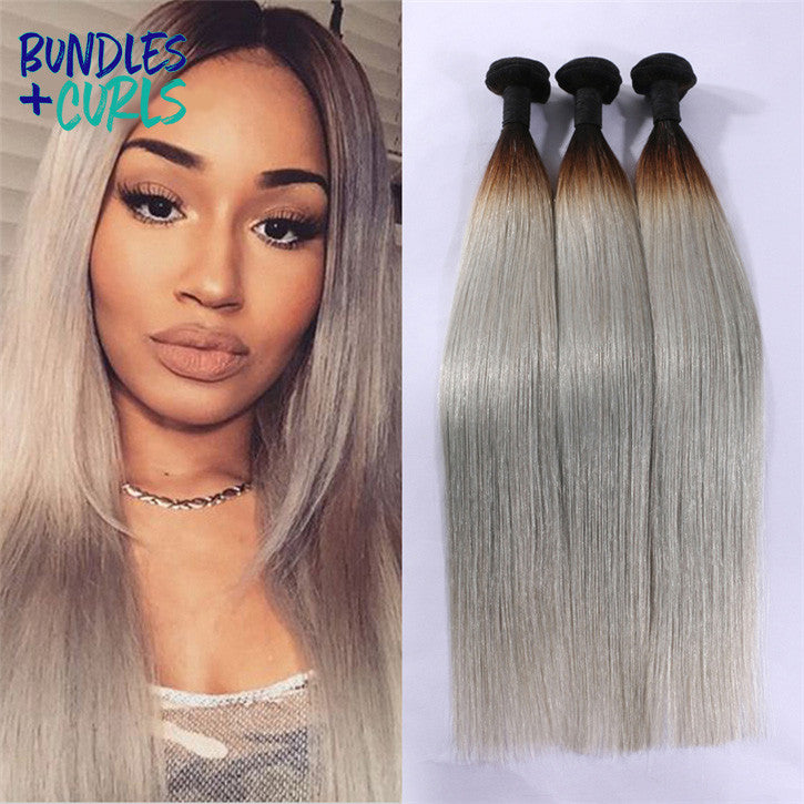 Bundles & Curls - Human Hair Extensions Brazilian Straight Grey Hair