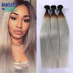 Bundles & Curls - Human Hair Extensions Brazilian Straight Grey Hair