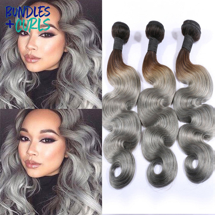 Bundles & Curls - Human Hair Extensions Brazilian Body Wave Grey Hair