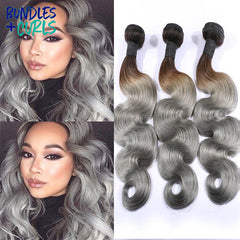 Bundles & Curls - Human Hair Extensions Brazilian Body Wave Grey Hair
