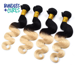 Bundles & Curls - Human Hair Extensions Brazilian 1B/613 (Black/Blonde) Body Wave Hair