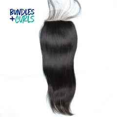 Bundles & Curls Human Hair Extensions Brazilian 5x5 Straight Lace Frontal Closure