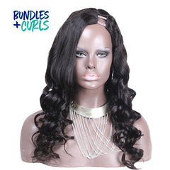 Bundles & Curls - Human Hair Extensions Brazilian Body Wave U Part Wig