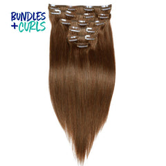Bundles & Curls - Human Hair Extensions Clip In Hair #8 Straight Hair