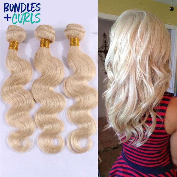 Bundles & Curls - Human Hair Extensions Brazilian 613 (Blonde) Body Wave Hair