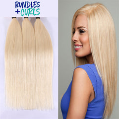 Bundles & Curls - Human Hair Extensions Brazilian 613 (Blonde) Straight Hair