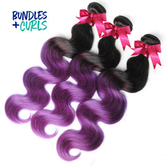 Bundles & Curls - Human Hair Extensions Indian 1B/Purple Body Wave Hair